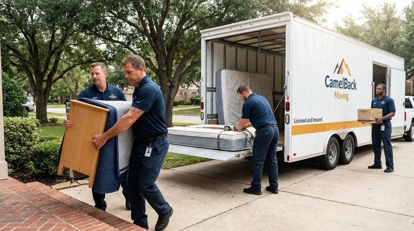 Crew loading residential truck for cross-state move from Woodruff, SC